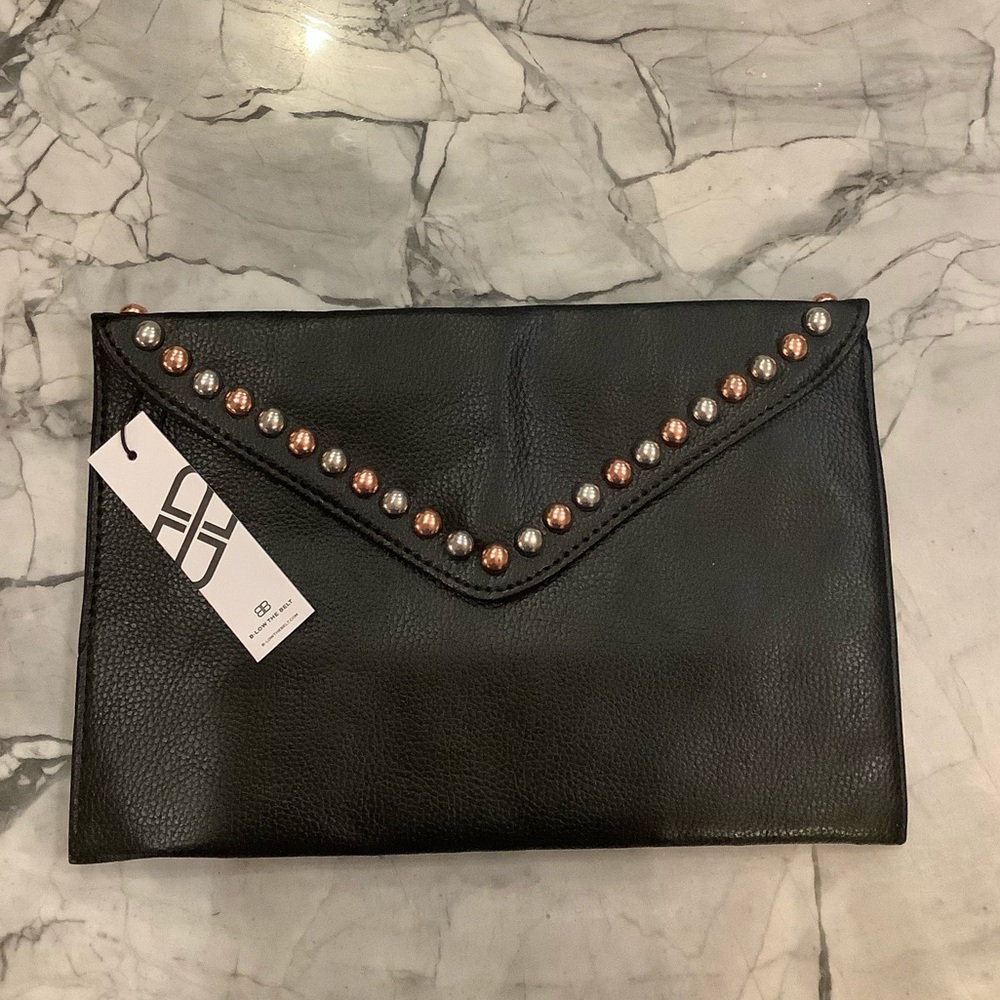 NWT Faux Leather Studded Envelope Clutch